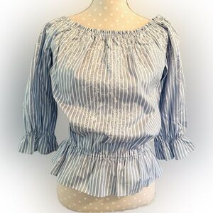 White House Black Market Off-Shoulder Top with Embroidered Flowers sz Small NWT